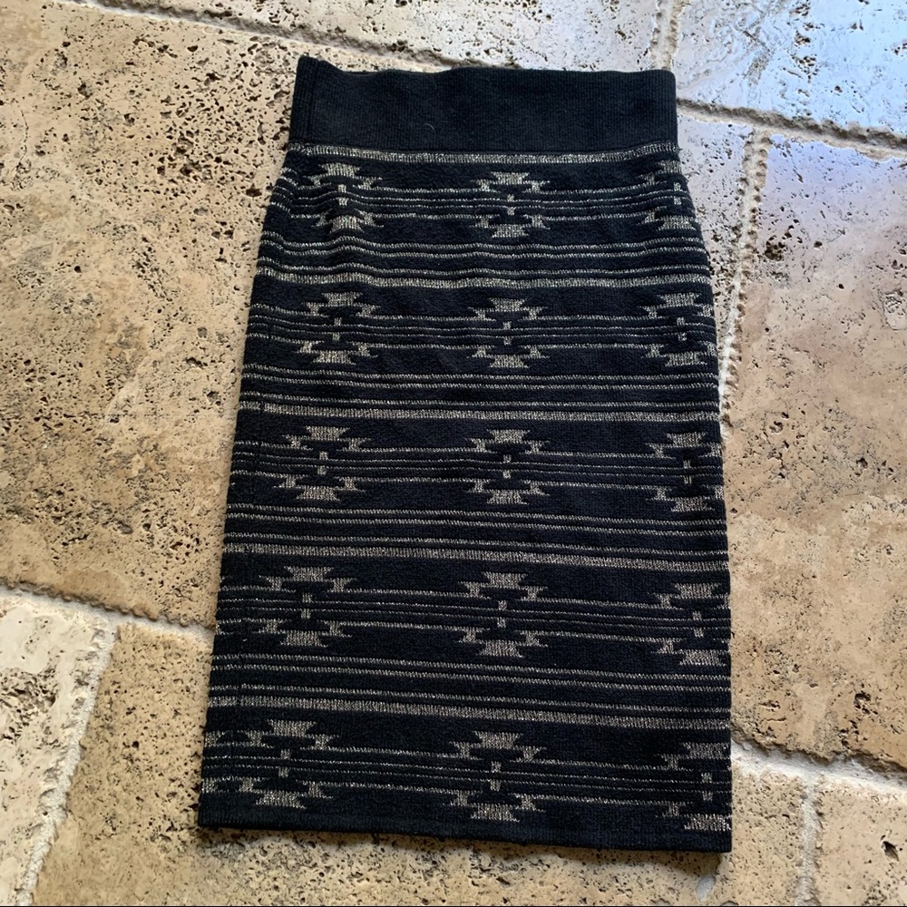 Urban Outfitters Ecote Gold Black Knit Bandage Bodycon Skirt XS